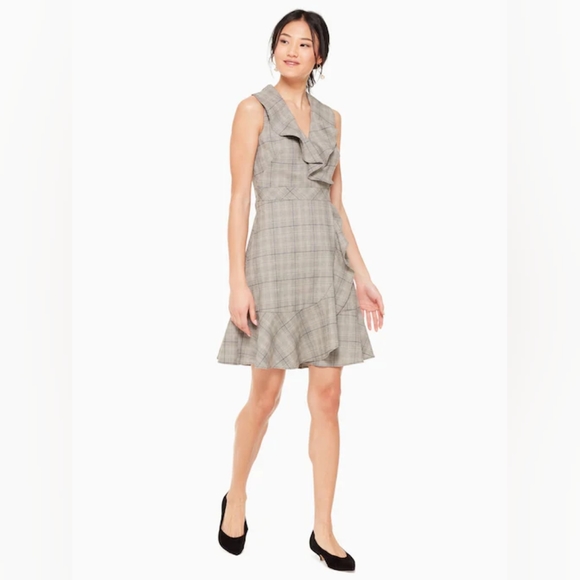 kate spade Dresses & Skirts - KATE SPADE Mod Plaid knee length Dress With frills,Fit and Flare work Dress*sz14